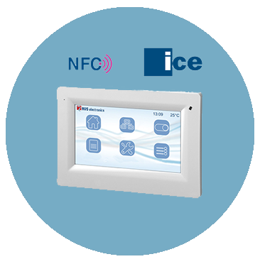 Klávesnica ICE s dotykovým 4,3" TFT displejom pre ovládanie zabezpečovacieho systému, je k dispozícií v bielej farbe. Samozrejmosťou je integrovaná bezkontaktná čítačka čipových kariet a kľúčeniek s technológiou NFC.
